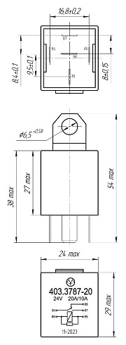 403.3787-20 24В 20/10А 5-ти контактное с резистором