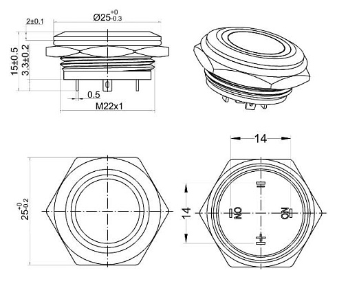 Переключатель кнопочный ПК-22А-К (замыкающий)