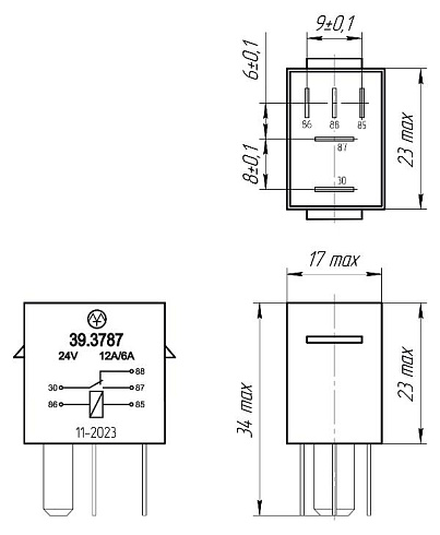 39.3787 24В 12/6А 5-ти контактное