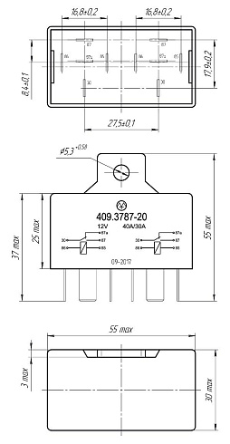 409.3787-20 12В 40/30А сдвоенное 5-ти контактное